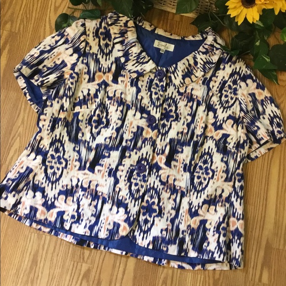 Emily Jackets & Blazers - Emily Blue, Yellow & White 3 Button Blazer 20W